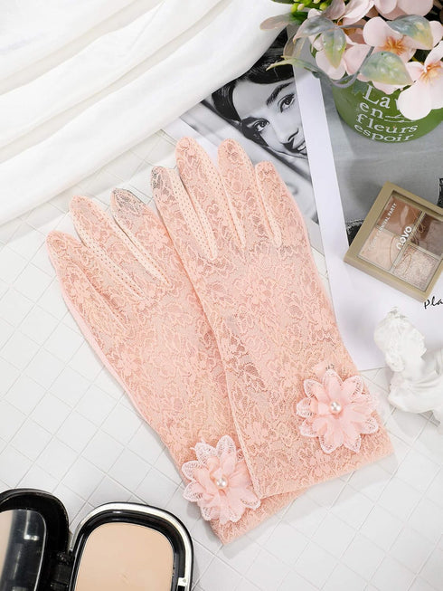 SATINIOR Lace Gloves Women Short Floral Gloves Fingerless Gloves Elegant Ladies Gloves for Wedding Party...